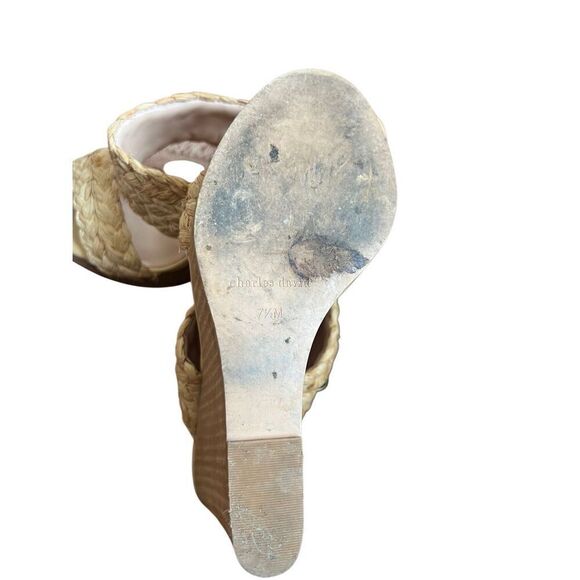 Charles David Women's Tifa Raffia Wedge Sandals sz 7.5 - Picture 7 of 9
